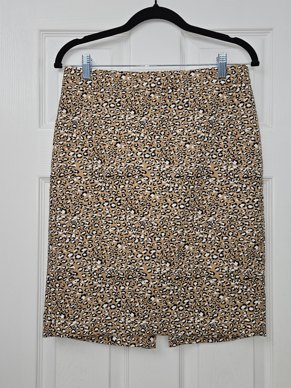 J.Crew Leopard Print Pencil Skirt Size 2 Tan Brown Animal Print Cotton Lined